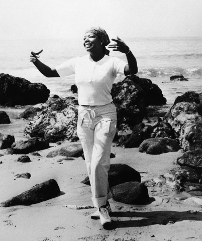Maya Angelou Walking Along Beach